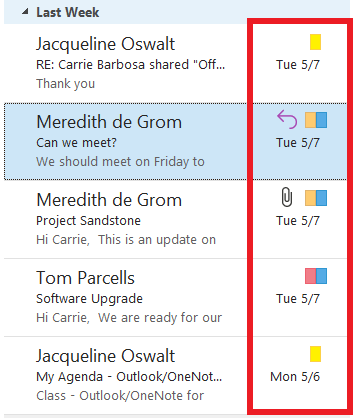 Picture of Outlook Categories