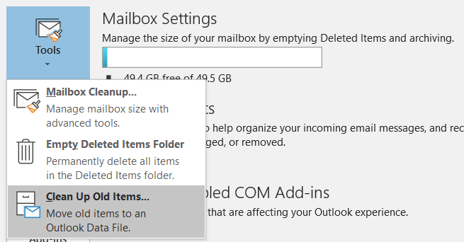 Mailbox Settings in Outlook