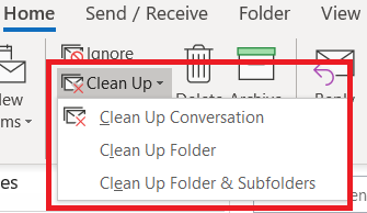 Clean Up Buttons in Outlook